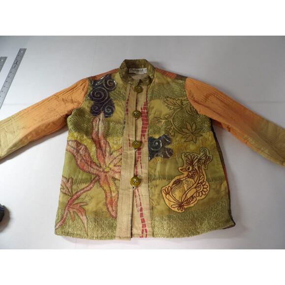 Flashback Cardigan Blazer Small Artsy Patchwork Quilted Peasant Vtg - Picture 8 of 14